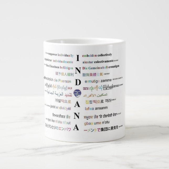 Amerikanische Zirkel - Sprachen Indianas III Jumbo-Tasse (Vorderseite)