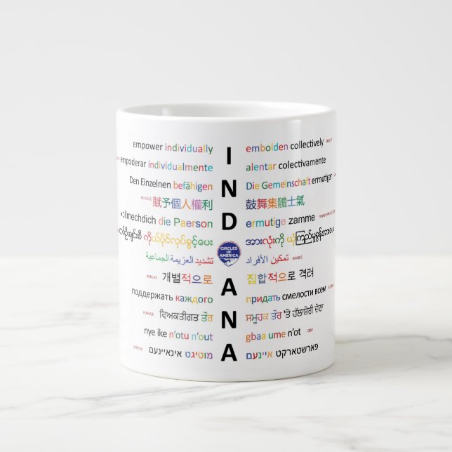 Amerikanische Zirkel - Sprachen Indianas ll  Jumbo-Tasse (Vorderseite)