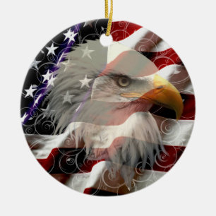 Amerikanischer Adler Flaggen-Rundschmuck Keramik Ornament