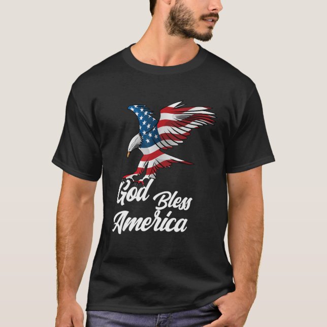 Amerikanischer Adler Gott segne Amerika T-Shirt (Vorderseite)