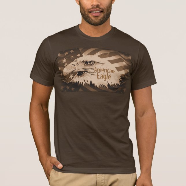 Amerikanischer Adler in neutralen Brauntönen T-Shirt (Vorderseite)