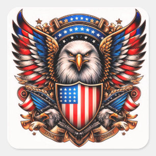 Amerikanischer Adler – Majestätisches Symbol der F Quadratischer Aufkleber