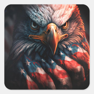 Amerikanischer Adler – Majestätisches Symbol der F Quadratischer Aufkleber