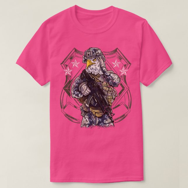 Amerikanischer Adler Militärsoldat Krieger Patriot T-Shirt (Design vorne)
