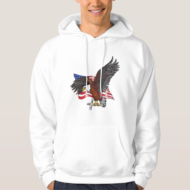 Amerikanischer Adler mit Cross Hoodie (Vorderseite)