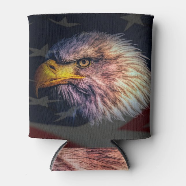 Amerikanischer Adler mit Flagge Dosenkühler (Vorderseite)