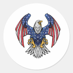 Amerikanischer Adler mit Flaggenflügel ـ Runder Aufkleber