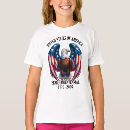 Amerikanischer Adler mit Flaggenwingen 1776-2026 T-Shirt