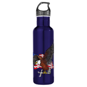 Amerikanischer Adler mit Kreuz Edelstahlflasche