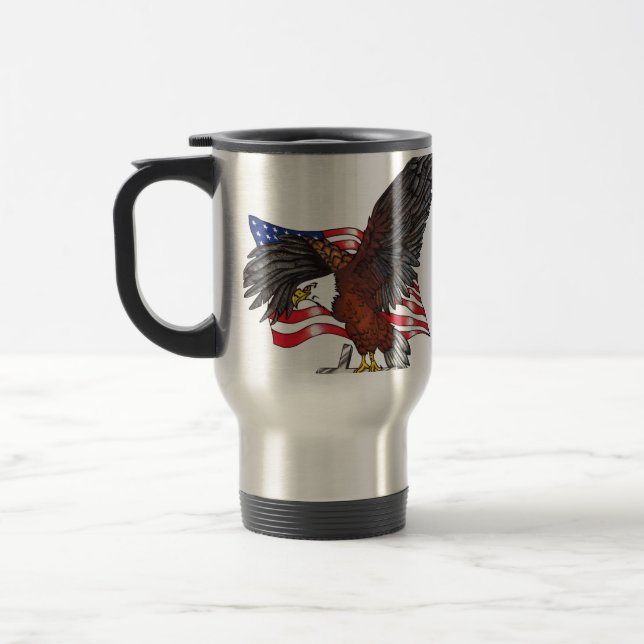 Amerikanischer Adler mit Kreuz Reisebecher (Links)