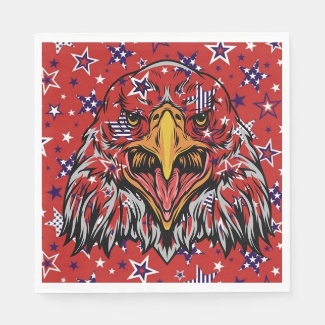 Amerikanischer Adler mit Red Star Hintergrund Serviette (Vorderseite)