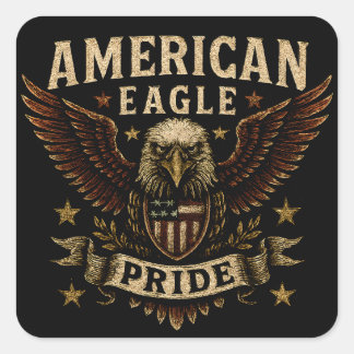 Amerikanischer Adler-Stolz – Kühne USA-Freiheit Quadratischer Aufkleber