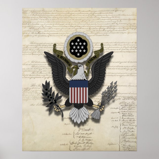 Amerikanischer Adler über die Verfassung Poster (Vorne)