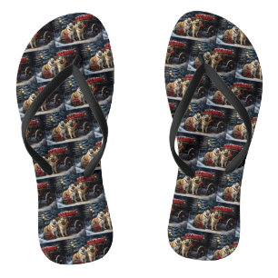 Amerikanischer Akita Schneebedeckter Schlittenfahr Flip Flops