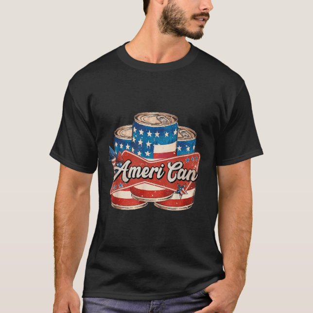 Amerikanischer Ameri kann 4. Juli Retro Usa Bier P T-Shirt (Vorderseite)