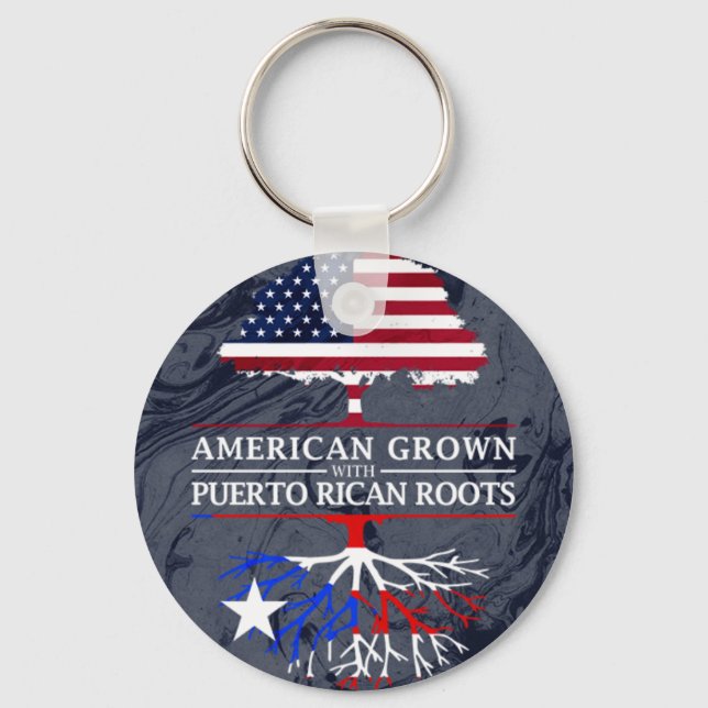 Amerikanischer Anbau mit Puerto-Rico-Roots-Marmor Schlüsselanhänger (Vorderseite)