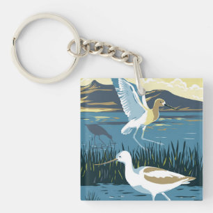 Amerikanischer Avocet im großen Salzsee in Utah WP Schlüsselanhänger