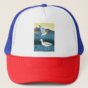 Amerikanischer Avocet im großen Salzsee in Utah WP Truckerkappe