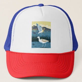 Amerikanischer Avocet im großen Salzsee in Utah WP Truckerkappe