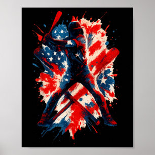 Amerikanischer Baseball-Drip-Patriotismus für Jung Poster