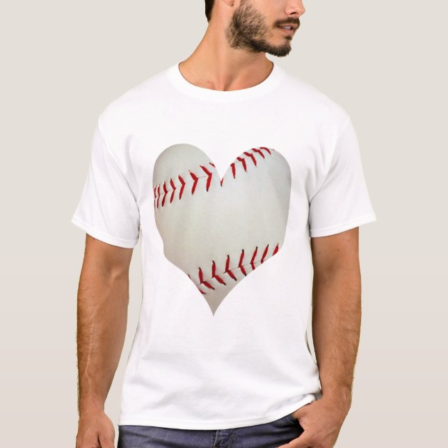 Amerikanischer Baseball in Herzform T-Shirt (Vorderseite)