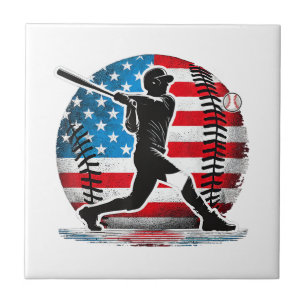 Amerikanischer Baseballspieler-Schlagmann mit den Fliese