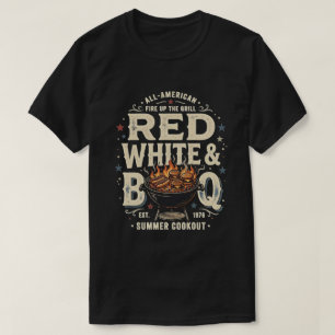 Amerikanischer BBQ Rot Weiß Blau 4. Juli  T-Shirt