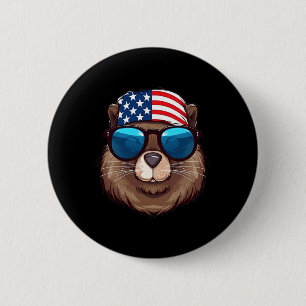 Amerikanischer Biber mit Tag der Unabhängigkeit de Button
