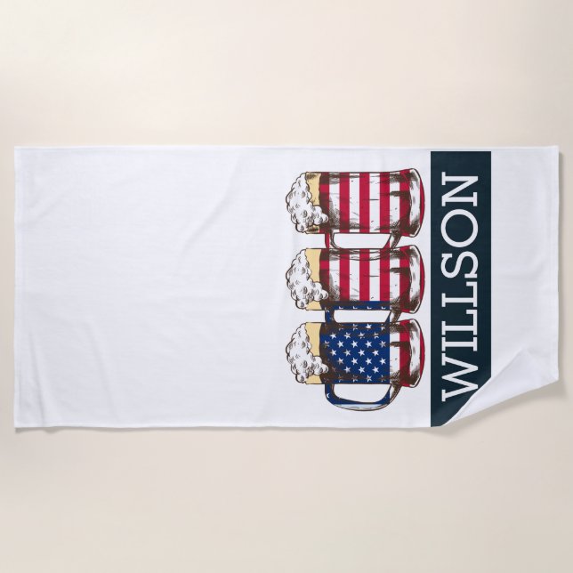 AMERIKANISCHER BierFAMILIENname Strandtuch (Vorderseite)