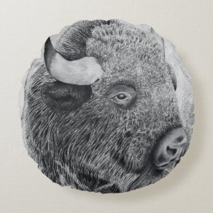 Amerikanischer Bison Rundes Kissen