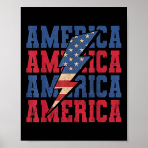 Amerikanischer Blitzschlag Patriotische USA-Flagge Poster