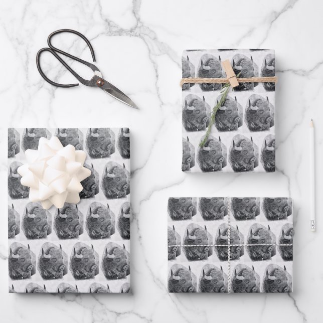 Amerikanischer Büffel Geschenkpapier Set (Vorderseite)
