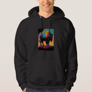 Amerikanischer Büffel Tier Pop Bison Grillen 1 Hoodie