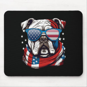 Amerikanischer Bulldogge Patriotischer 4. Juli Hun Mousepad