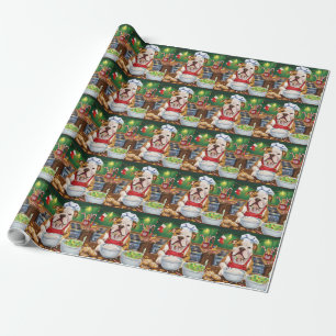 Amerikanischer Bulldogge Weihnachtsbäckerei: Festl Geschenkpapier