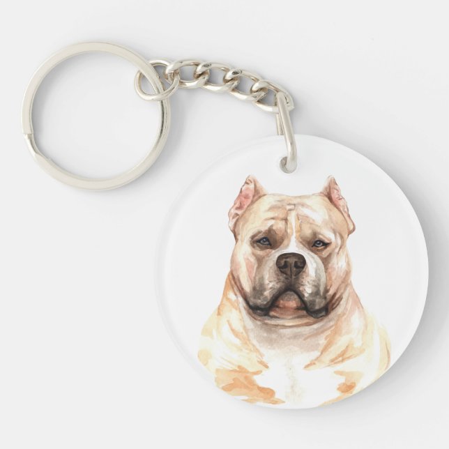 Amerikanischer Bulldoghund Schlüsselanhänger (Vorderseite)