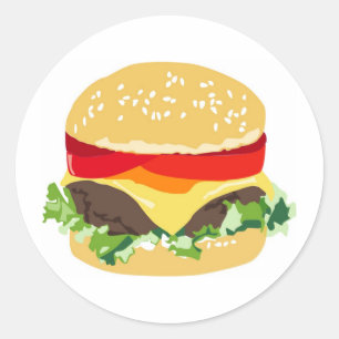 Amerikanischer Cheeseburger Runder Aufkleber