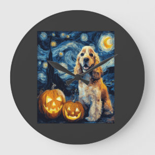 Amerikanischer Cocker Spaniel Süßer Hund Halloween Große Wanduhr