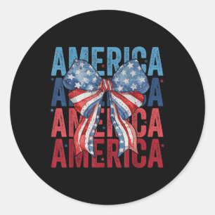 Amerikanischer Coquette-Bogen Patriotische USA-Fla Runder Aufkleber