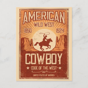 Amerikanischer Cowboy Wilder Westen Postkarte
