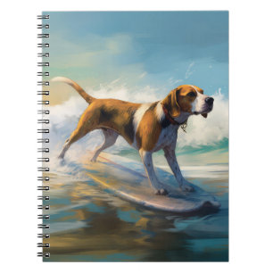 Amerikanischer Englisch Foxhound Strand Surfen Mal Notizblock