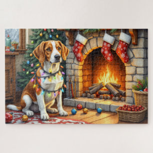 Amerikanischer Englisch Foxhound Weihnachtslichter
