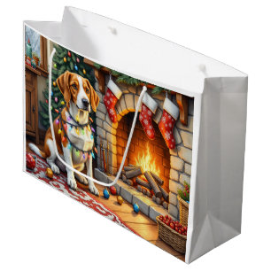 Amerikanischer Englisch Foxhound Weihnachtslichter Große Geschenktüte