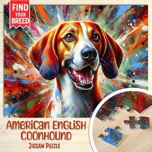 Amerikanischer English Coonhound Hund Acrylporträt