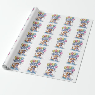 Amerikanischer English Foxhound mit Luftballons Ge Geschenkpapier
