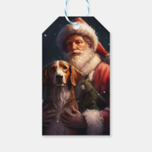 Amerikanischer English Foxhound Weihnachtsmann Wei Geschenkanhänger