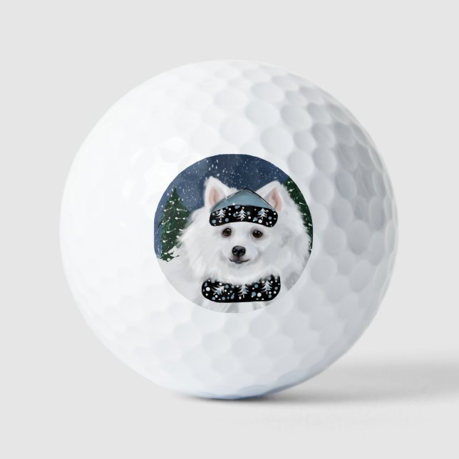 Amerikanischer Eskimo Hund  Golfball (Vorderseite)