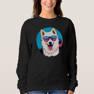 Amerikanischer Eskimo-Hund mit Sonnenbrille Retro Sweatshirt