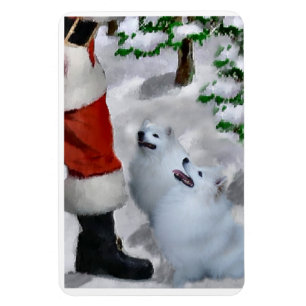 Amerikanischer Eskimo Hund mit Weihnachten Magnet