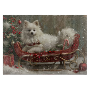 Amerikanischer Eskimo-Hund Weihnachtsfestlich  Schneidebrett